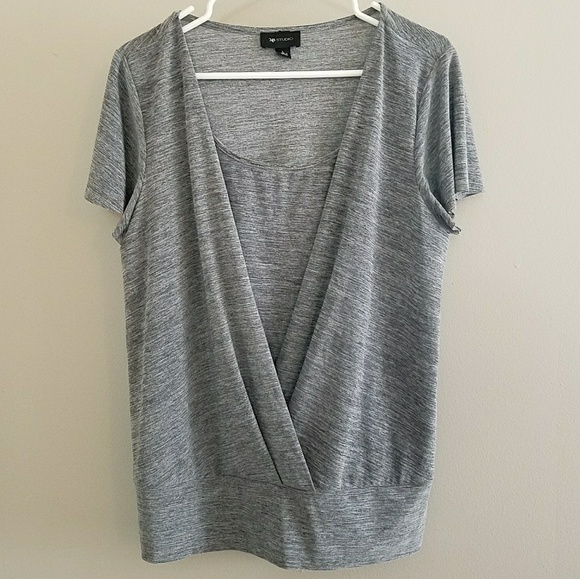 AB Studio Tops - Mock Wrap Short Sleeved Blouse